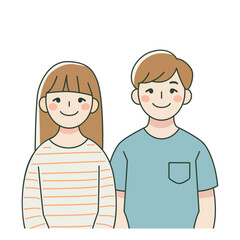 cute brother and sister. family portrait of teenagers. vector illustration on white background