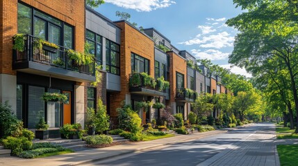 Naklejka premium Luxury Townhouses on a Sunny Day