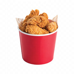 abstract 3d  Paper bucket of fried chicken in different colour style white background	

