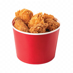 abstract 3d  Paper bucket of fried chicken in different colour style white background	

