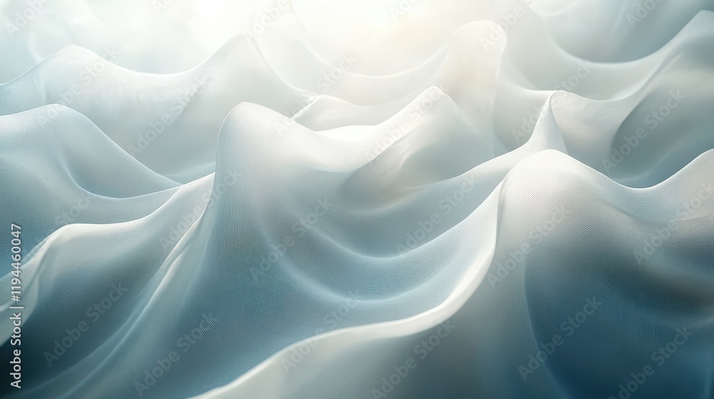 Poster ethereal waves of translucent fabric in soft light reflection