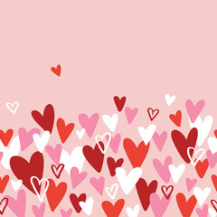 Seamless hand drawn romantic pattern hearts. Colorful doodle hearts. Template for design, postcards, Valentine's Day, Mother's Day, textiles, wallpapers, banners. Vector design