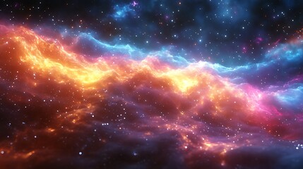 Obraz premium Cosmic Nebula, fiery swirls, starlight background, digital art, website header