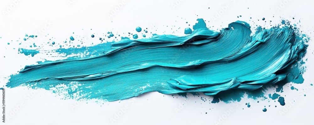 Poster abstract teal paint splash on white background with dynamic texture and flow
