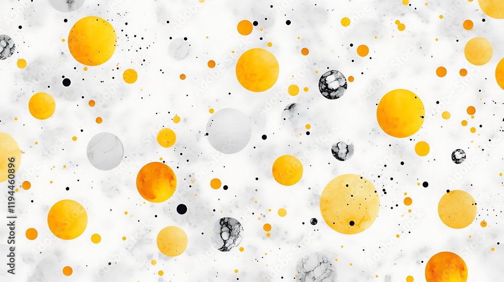 Poster bright and cheerful spring pattern with colorful circles and dots