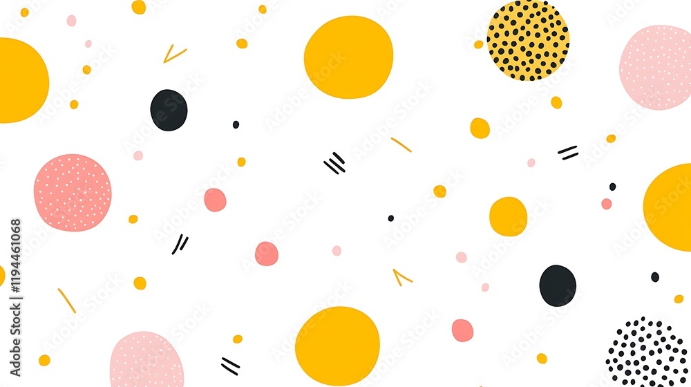 Poster bright and cheerful spring pattern with colorful circles and dots