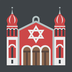 Synagogue Vector Icon - Jewish Religious Symbol and Sacred Architecture Design