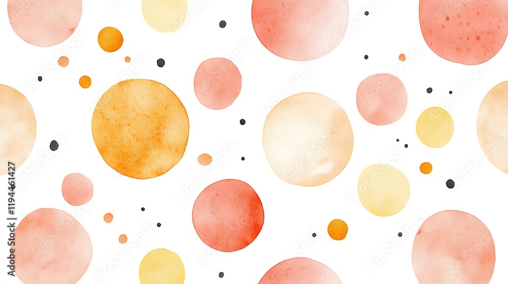 Poster bright and cheerful spring pattern with colorful circles and dots
