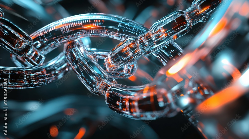 Poster digital chain abstract technology network security concept