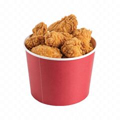 abstract 3d  Paper bucket of fried chicken in different colour style white background	

