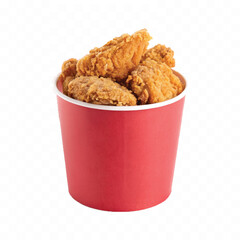abstract 3d  Paper bucket of fried chicken in different colour style white background	

