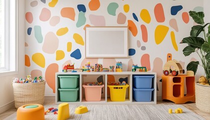 Playroom Decor Colorful Abstract Wall Play Toys Storage