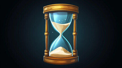 Hourglass animation sprite sheet rotating icon set. Glass clock with falling sand, isolated sandglass sequence for game. Graphic design elements for application, timer, loading process, Cartoon vector