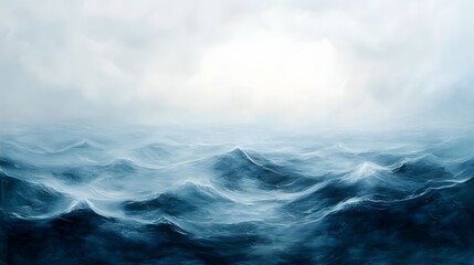 Fototapeta premium An Impressionistic Painting Of Stormy Seas Under A Cloudy Sky