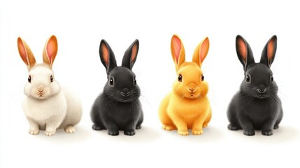 Fototapeta premium Illustration of four rabbit in different colors on a white background