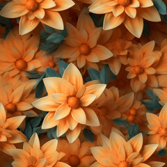 Obraz premium Flower background Plain Pale Ochre Background with Tiny Watercolor Flowers
