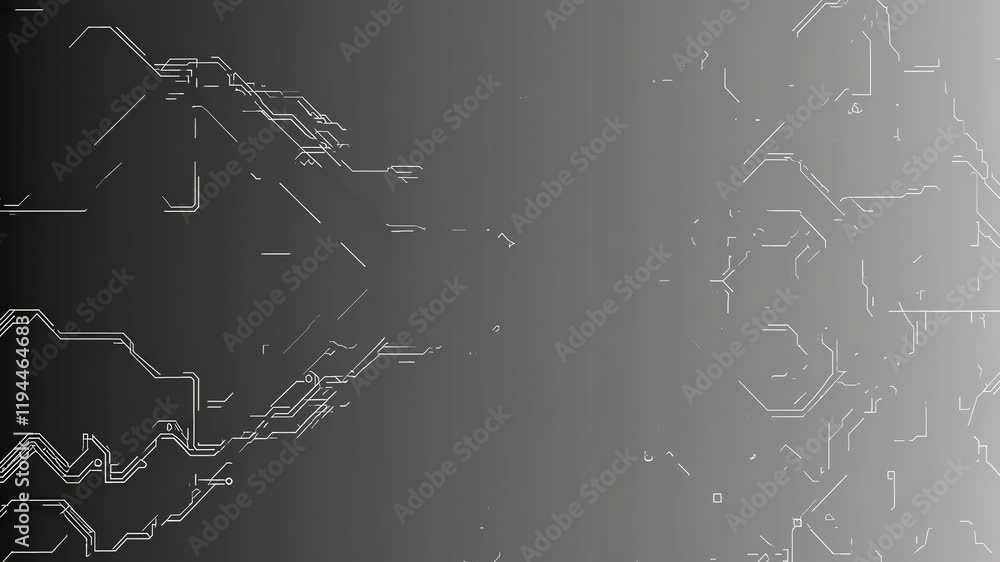 Poster intricate circuit patterns across a seamless gradient background in modern design aesthetics