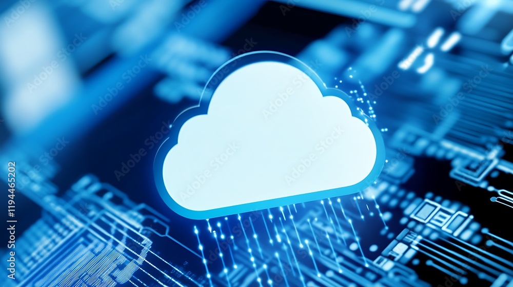 Poster digital awakening with cloud technology and data visualization
