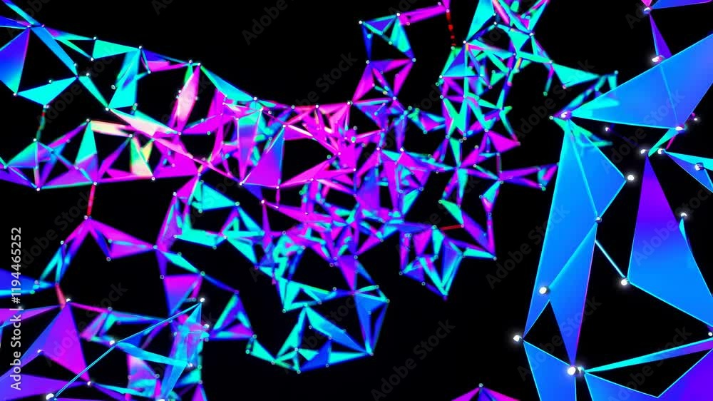 Poster Dynamic geometric patterns create a mesmerizing visual experience with vibrant colors and intricate details in an abstract space