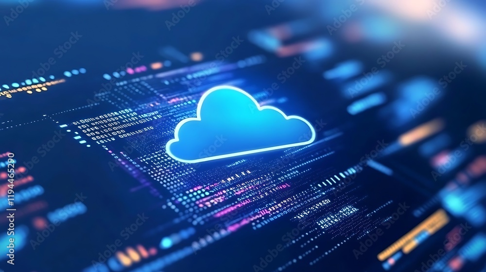 Poster digital awakening with cloud technology and data visualization