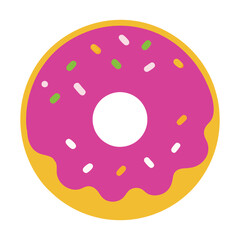 Doughnut Dish Vector Illustration with Pink Icing and Sprinkles
