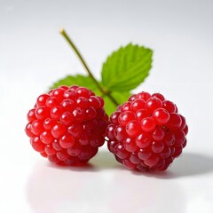 raspberries on white background