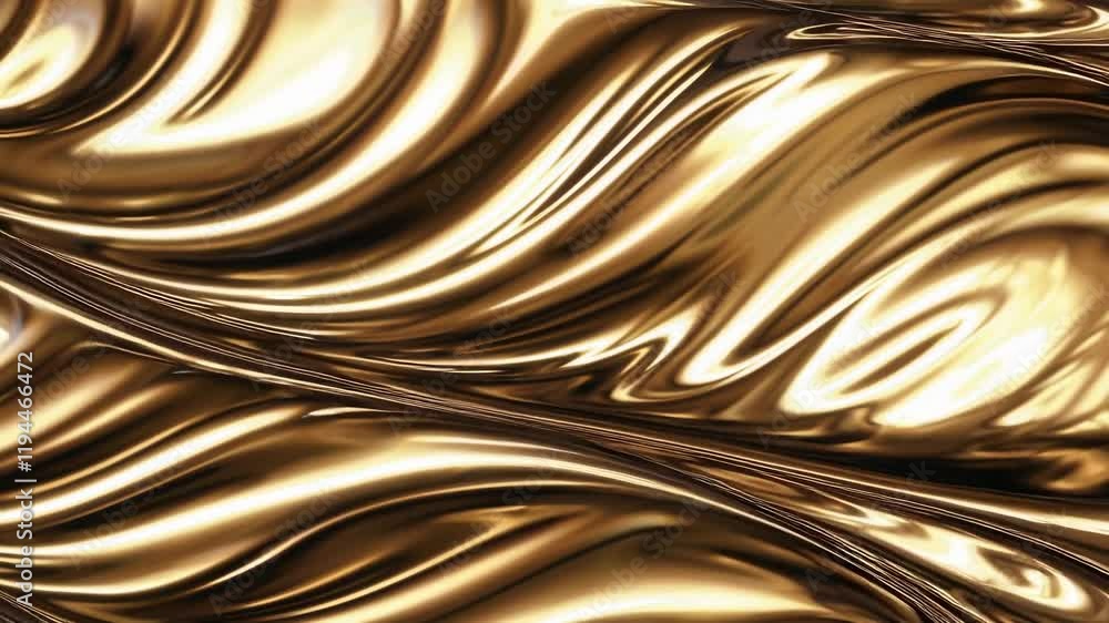 Aufkleber Stunning golden liquid metal flows seamlessly with mesmerizing waves in an abstract display