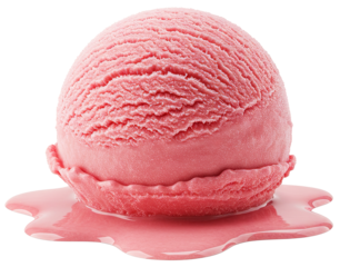 Pink ice cream ball melting