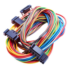 Colorful Electrical Wires Cable Harness Technology Background red data blue power vivid   