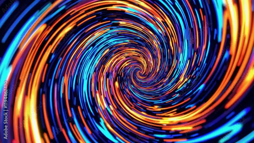 Poster swirling patterns of light create a mesmerizing vortex effect in vibrant colors