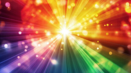 Multicolored abstract shiny background with bokeh defocused lights and rays of light