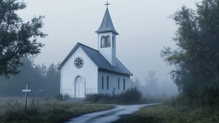 Fototapeta premium Small white church in a small town