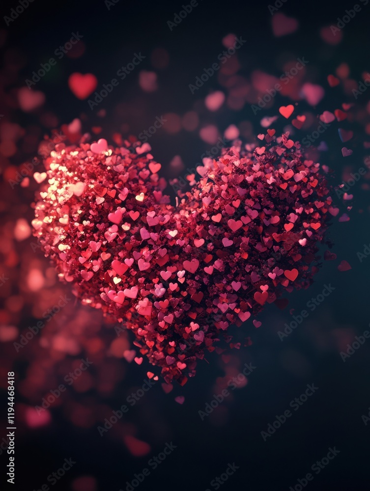 Poster heart valentine background with room for text created with generative ai technology