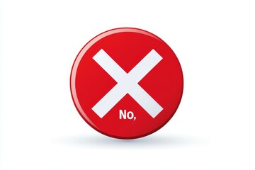 Obraz premium Red round button with white X and 