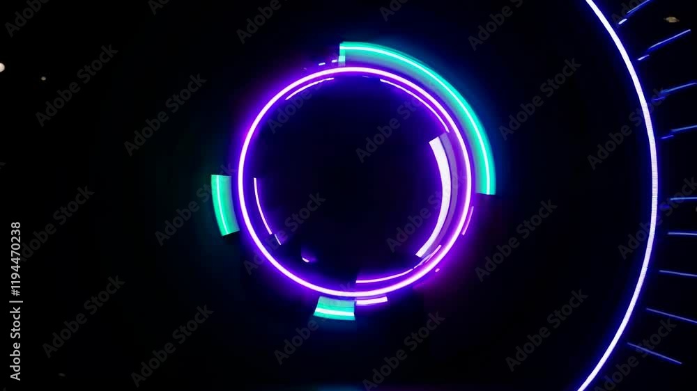Poster vibrant light display creates mesmerizing patterns in a dark setting during an evening event