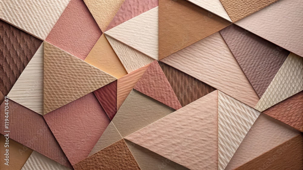 Fototapete Geometric Abstract Pattern of Interlocking Triangles with Embossed Textures in Earthy Tones