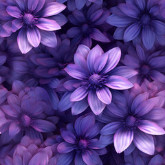 Obraz premium A close-up of vibrant purple flowers in full bloom, showcasing lush petals that radiate elegance and life, set against a natural background Purple flowers blooming creating a floral background, perfec