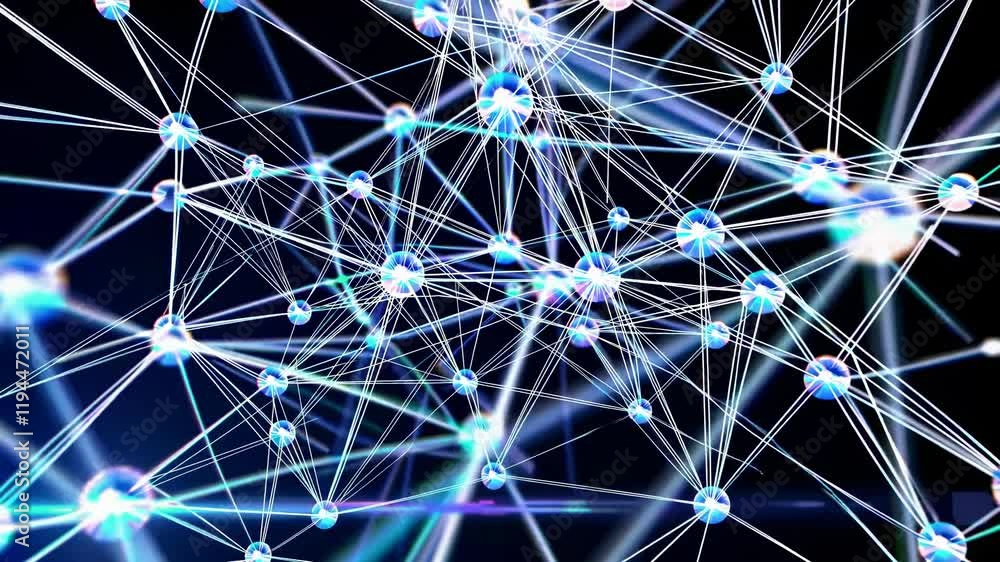Poster exploring the intricate connections within a digital network at night