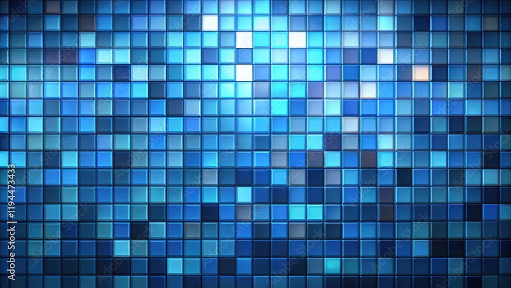 Fototapete abstract blue square pattern a digital art piece depicting a mosaic of squares in shades of blue, cr