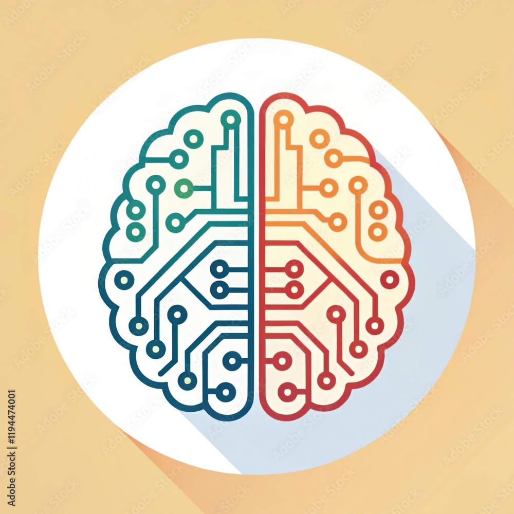 Poster a stylized brain illustration featuring circuit patterns, symbolizing the intersection of technology