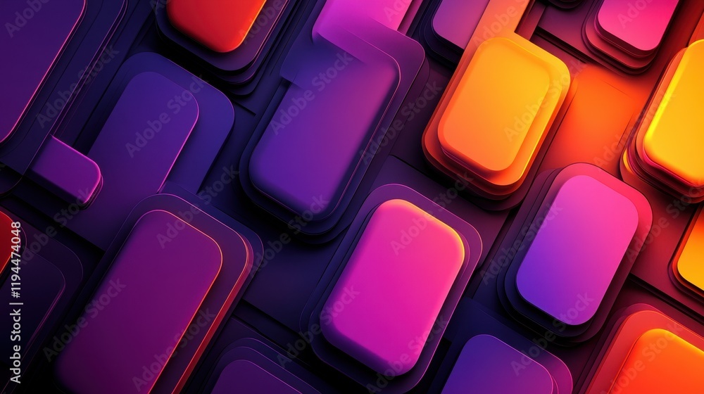 Poster vibrant abstract geometric pattern with layers of colorful rectangles