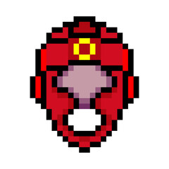 Boxing sport helmet in pixel art style