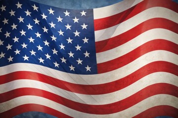 Obraz premium The image features the American flag, characterized by red and white stripes with a blue field of stars, symbolizing the United States' unity and freedom.
