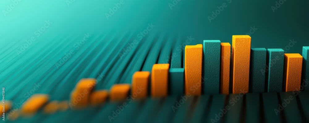 Poster colorful bar graph with gradient background illustrating data growth