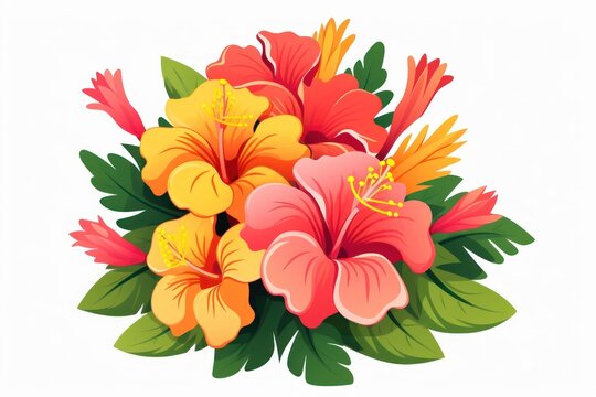 recommend clip art: Tropical hawaii flower hibiscus plant white background.