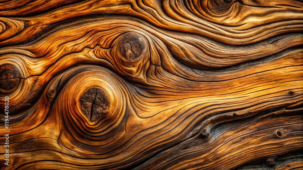 Poster intricate patterns of nature a close-up of knotted wood with deeply grooved textures and rich, golde
