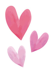 水彩　ハート　ピンク　3つ