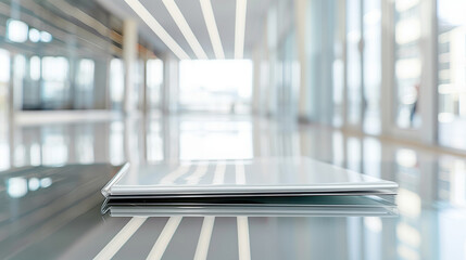 Professional Corporate Document on Glass Desk with Modern Office Ambiance