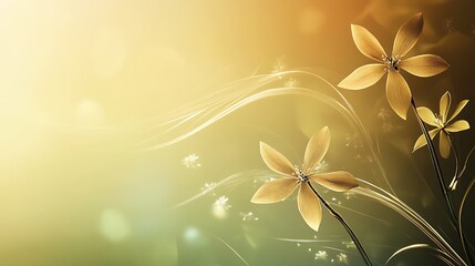 Golden Flowers Dandelions Soft Light Background