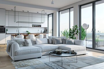 modern conceptual Luxury Creating a cohesive design throughout your home contemporary bright stylish interior . 3D rendering